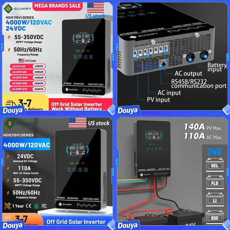 Pure Sine Wave Inverter - Sumry 4KW 120V Şebekeden Bağımsız Güneş
